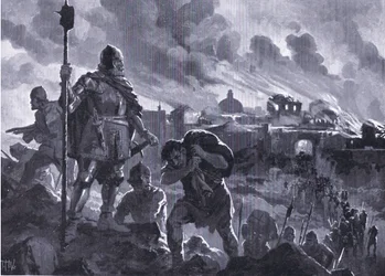 Ivan the Black sets fire to Žabljak 1484, from Hutchinson