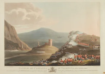 Battle of Castalla in Valencia, 13th April 1813 (engraved by Dubourg, 1814)