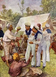 British Jack Tars in a Burmese Market