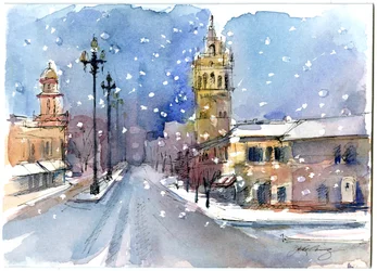Plaza in winter, 2015