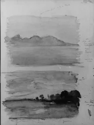 Double Study of Dawn, Moorea Seen across the Water, Tahiti, 1891.