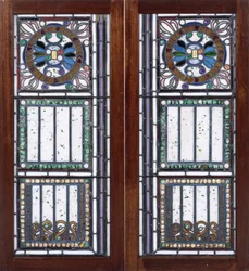 A pair of leaded glass windows