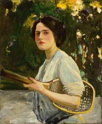 Eileen Lavery Holding a Tennis Racket