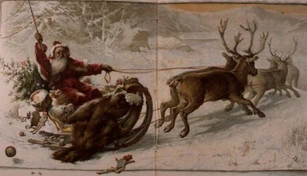 Santa Claus Driving His Sleigh Through the Snow, from 