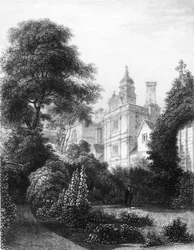 Caius College from the Fellows Gardens, c1837