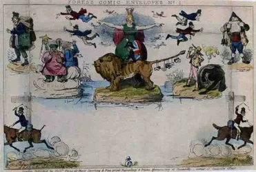 Caricature of the Mulready Envelope, pub. by Messrs Fores