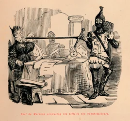 Earl de Warenne producing his title to the Commissioners