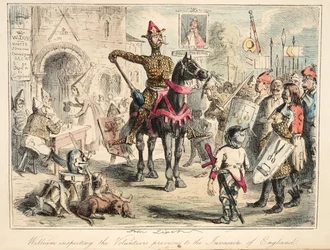 William the Conqueror inspecting the Volunteers previous to the Invasion of England, from The Comic History of England