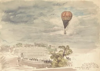 Ascent of Balloon from Burlington House, Piccadilly, from the Window at Mr. B. Palmer