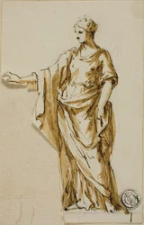Standing Female Figure with Right Arm Raised