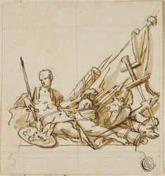 Warrior upon Sarcophagus Accompanied by Trophies: Unexecuted Design for the Monument to the First Duke of Marlborough
