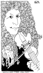 Heinrich Ignaz Franz von Biber, caricature