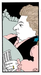Wolfgang Amadeus Mozart - caricature of the Austrian composer on his deathbed