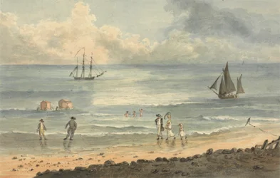 On the Sands at Brighton: Figures Walking on the Shore