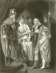 Balliol surrendering his crown to Edward I