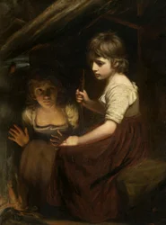 Cottage Girls by the Fireside