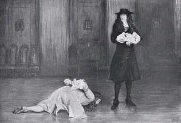The Duke of Monmouth pleads for his life, illustration from 