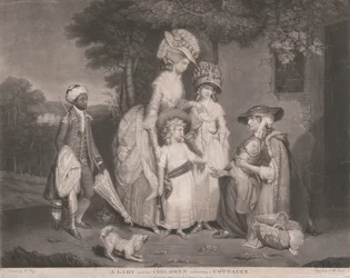 A Lady and Her Children Relieving a Cottager