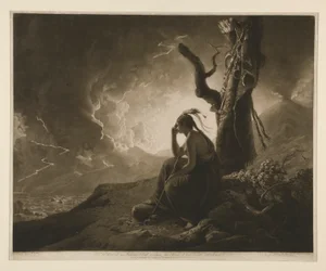 The Widow of an Indian Chief Watching the Arms of Her Deceased Husband