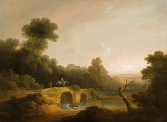 Landscape with Figures Crossing a Bridge, 1790-1800