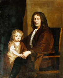 Portrait of Thomas Rowe and His Son, Seated Three-Quarter Length, the Former in a Brown Gown, the Latter in a Brown Dress and Wrap