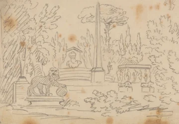 Obelisk and Statues in a Garden
