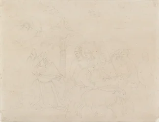 Pencil Outline of a Part of the Fresco of The Friends of Job, 1845