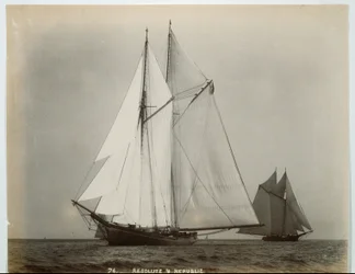 The Schooner Yachts RESOLUTE and REPUBLIC, probably 1890s