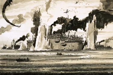 The sinking of the Lancastra off St Nazaire in June 1940
