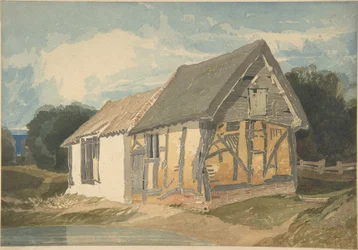 Farm Building by a Pond