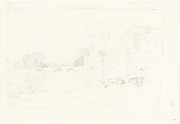Landscape Sketch with Bridge and Castle
