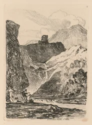 Liber Studiorum: Plate 12, Dolbadern Castle, Llanberris Lake, North Wales, 1838