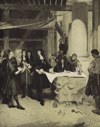 King Charles II visiting Sir Christopher Wren during the building of St Paul