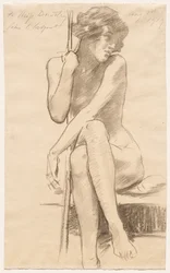 Female Nude Seated on a Low Bench