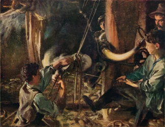 Shoeing the Ox, c1910