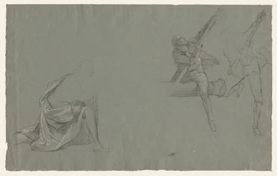 Drapery Study, Two Figures Pulling a Pole, 1785-86