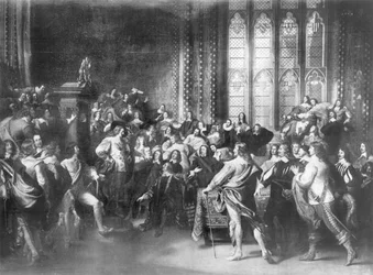 Charles I (1600-49) attempting to arrest five Members of Parliament, published by Walter Rowlands, 1888
