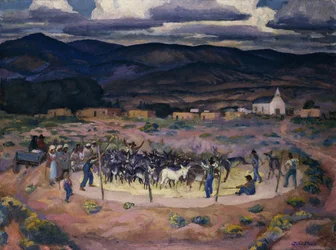Burros Threshing