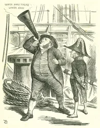 The Officious Passenger: Reform of Parliament - extension of the franchise. John Tenniel cartoon from Punch, London
