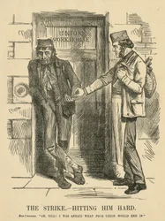 The result of striking - The Workhouse. Cartoon from 