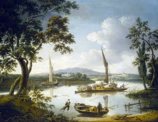 View of the Thames in Shillingford, with Dorchester Abbey on the Horizon