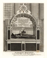 Edmund Plowden’s monument on the north wall in the Temple Church