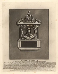 Grave effigy of Robert Scott, army officer in the Swedish and Danish services and military inventor, died 1631, St Mary Lambeth