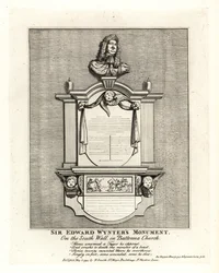 Monument of Sir Edward Wynter, died 1685, on the south wall of St Mary