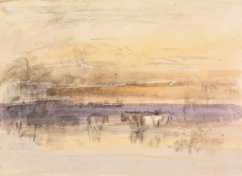 Cattle Watering at Sunset