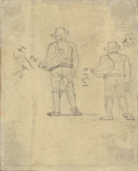 Two Studies of a Figure Holding a Basket