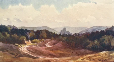 Corfe Castle from Rempstone Heath