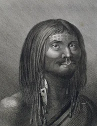 Polynesian man from Nootka Sound, illustration by John Webber made during third voyage of James Cook