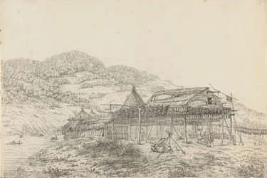 The Balagans or Summer Habitations, with the Method of Drying Fish, at St. Peter and Paul, Kamtschatka