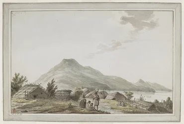 View of the Hippah, or Fortified Village, at the South-West Point of Motuara in Queen Charlotte Sound